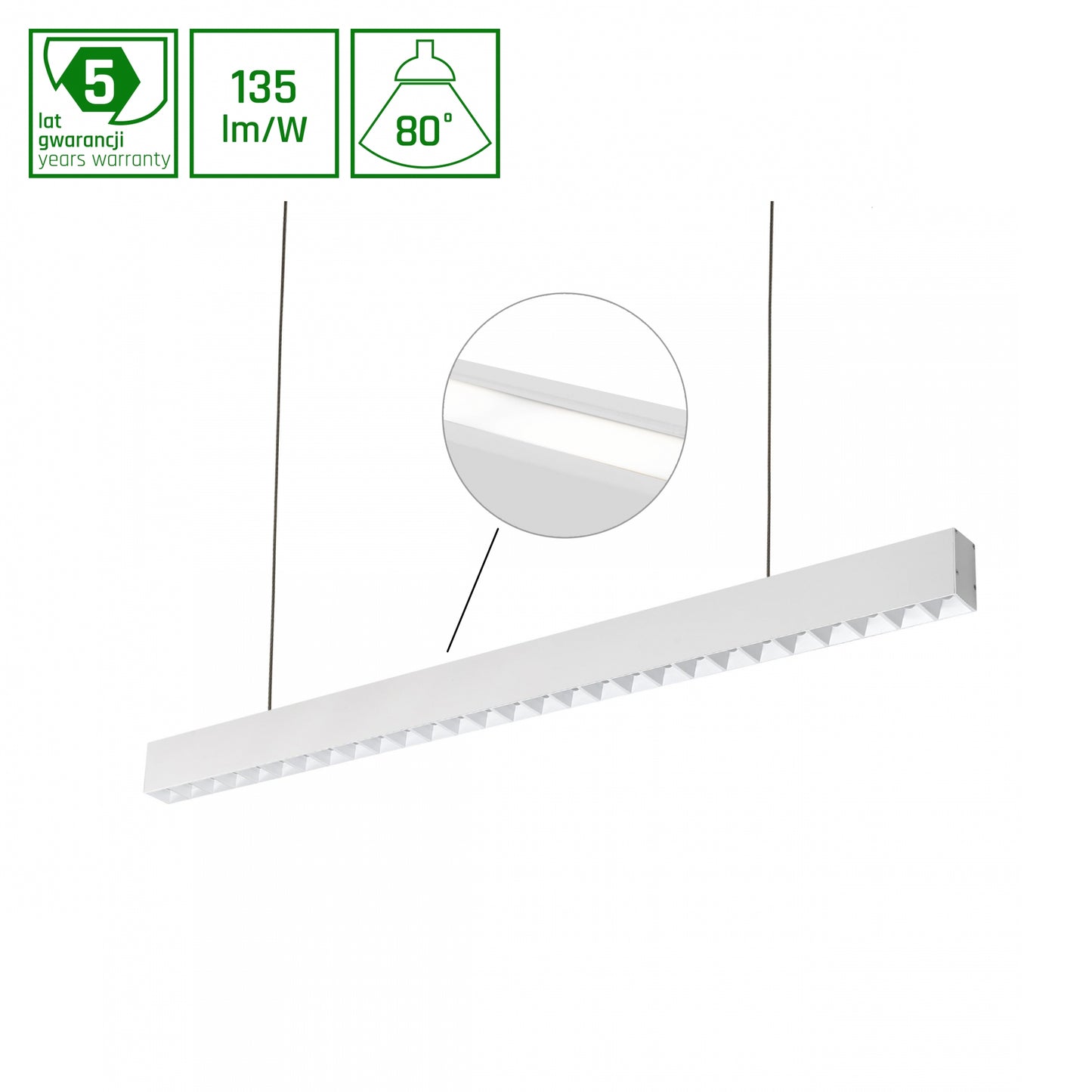 ALLDAY INSPIRE TWO SIDES DARK LED Pendelleuchte 112cm 47W 80° CCT DALI Dimmbar Weiß