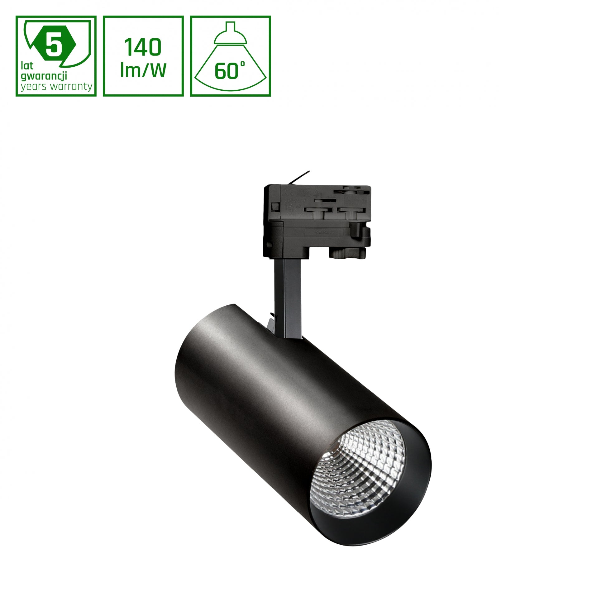 MDR BRANTA LED Stromschienenstrahler 3-Phasen 19W 60° Warmweiß DALI Dimmbar Schwarz RA80