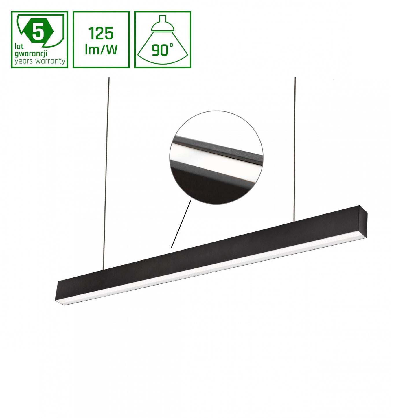 ALLDAY INSPIRE TWO SIDES LED Pendelleuchte 112cm 39W 90° Warmweiß Schwarz RA90