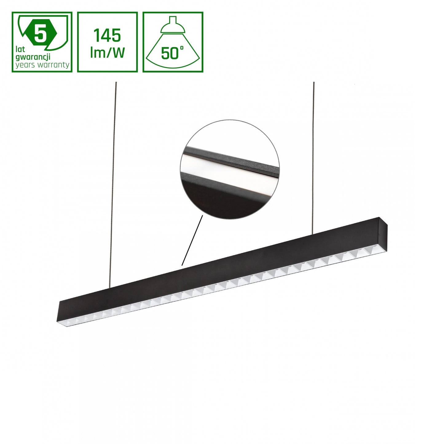 ALLDAY INSPIRE TWO SIDES DARK LED Pendelleuchte 112cm 39W 50° Warmweiß Schwarz Innen Weiß