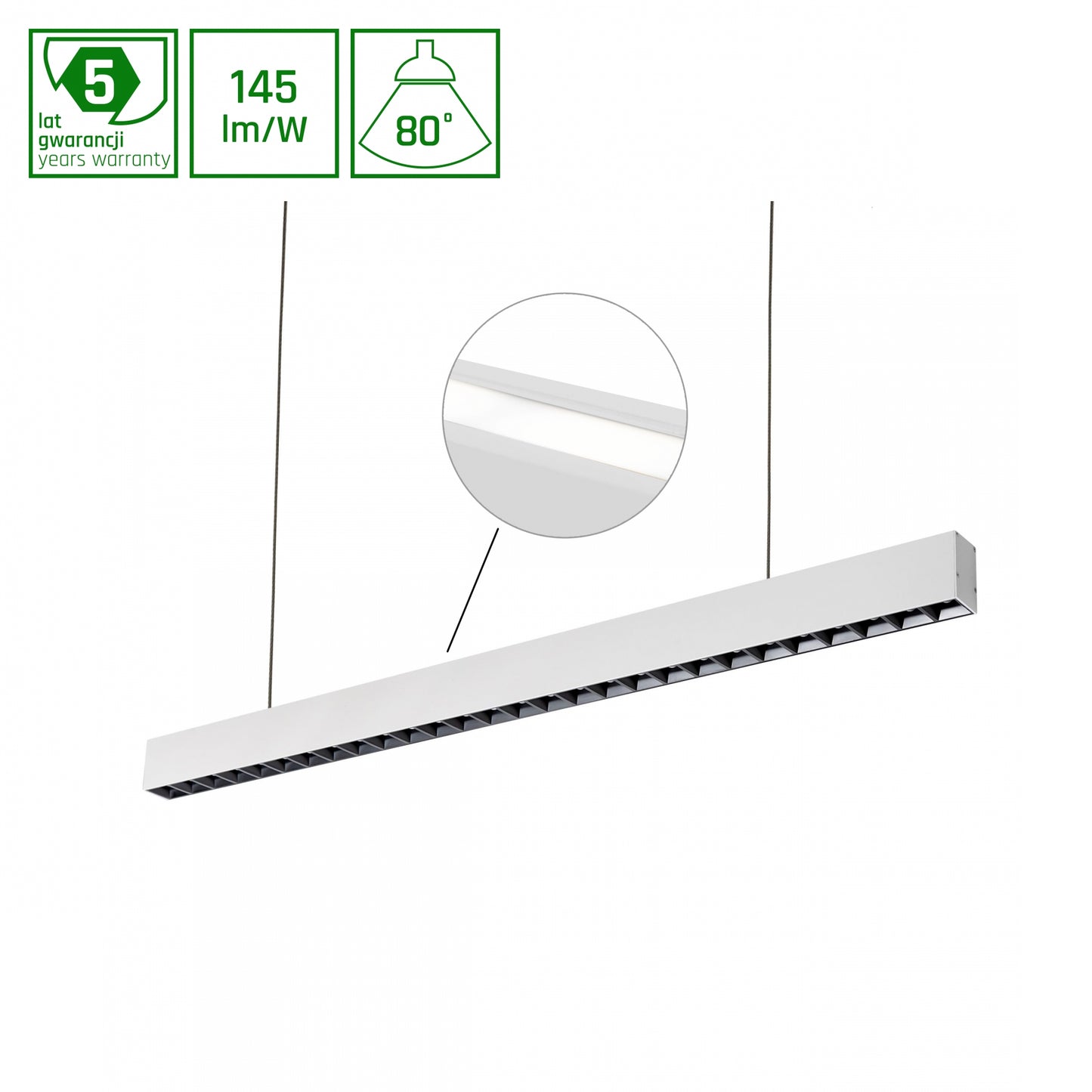 ALLDAY INSPIRE TWO SIDES DARK LED Pendelleuchte 170cm 63W 80° Neutralweiß Weiß Innen Schwarz