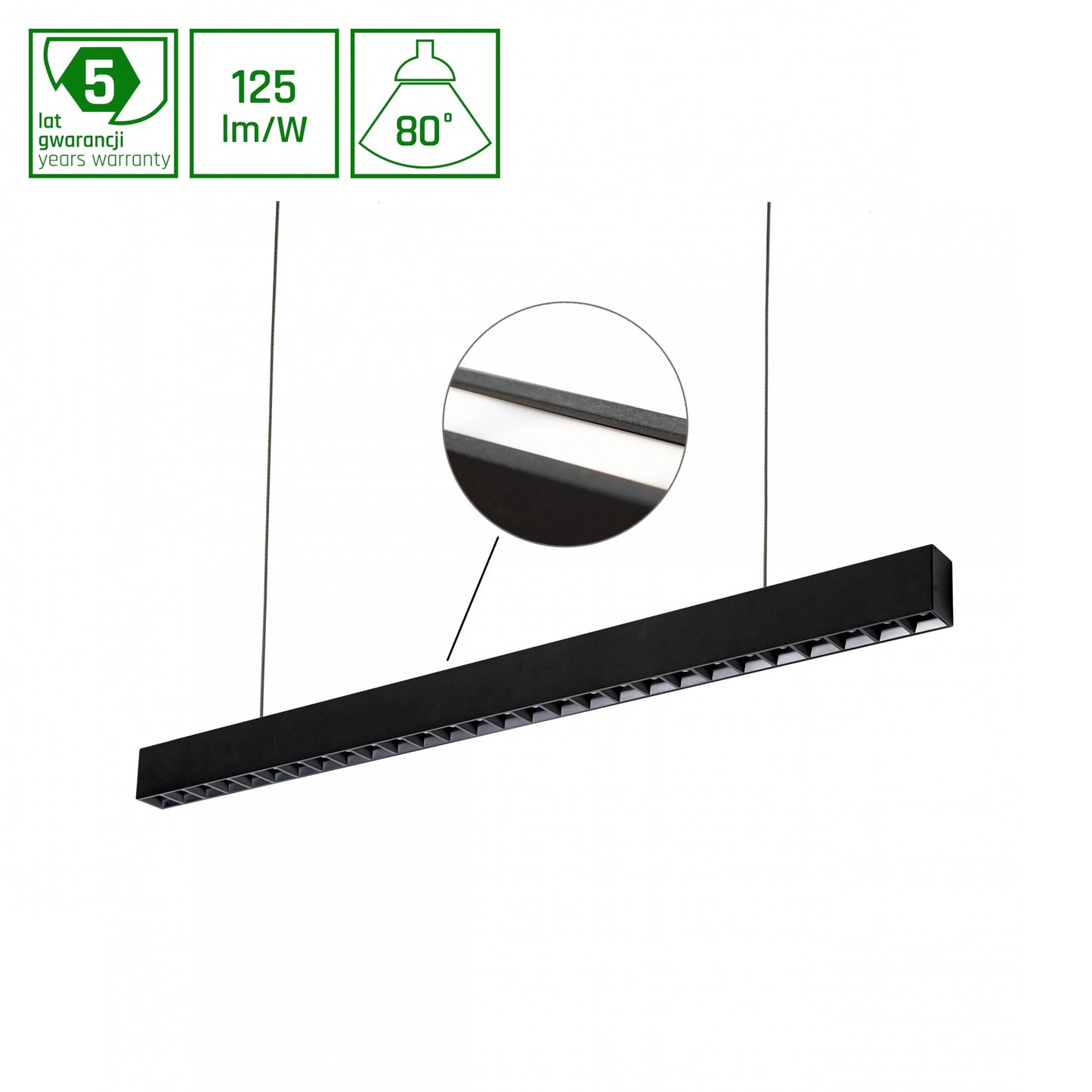 ALLDAY INSPIRE TWO SIDES DARK LED Pendelleuchte 112cm 64W 50° Warmweiß Schwarz
