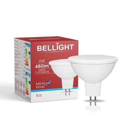 Bellight LED MR16 GU5,3 6W = 50W Leuchtmittel 230V 510lm Spot 360° Kaltweiß 6500K